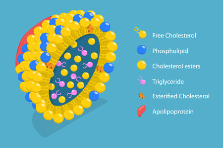 3D Isometric Flat Vector Conceptual Illustration of Chylomicron Structure, Lipoproteins of the Blood, LDL and HDLのイラスト素材