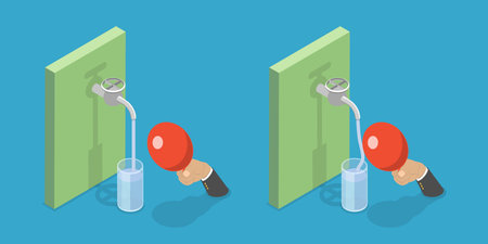 3D Isometric Flat Vector Conceptual Illustration of Static Attraction, Balloon and Water Experimentのイラスト素材