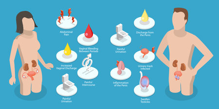 3D Isometric Flat Vector Conceptual Illustration of Gonorrhea, Sexual Transmitted Bacteriaのイラスト素材