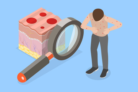 3D Isometric Flat Vector Conceptual Illustration of Chickenpox, Red Rashのイラスト素材