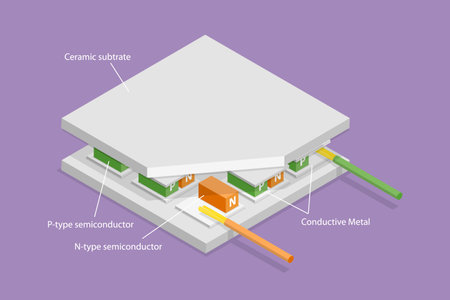 3D Isometric Flat Vector Conceptual Illustration of Thermoelectric Module, Educational Schemaのイラスト素材