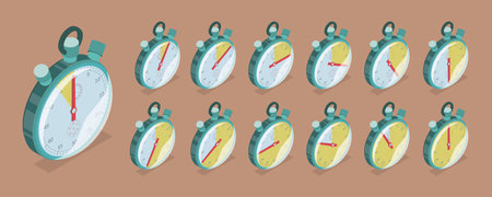 3D Isometric Flat Vector Set of Countdown Timers, Stopwatchのイラスト素材