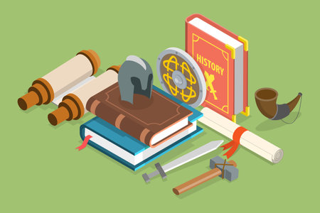 3D Isometric Flat Vector Conceptual Illustration of History Subject, Knowledge of Past and Ancientのイラスト素材