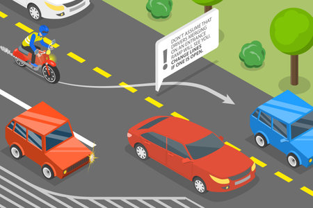 3D Isometric Flat Vector Conceptual Illustration of Safety Driving, Merging on an Entrance Rampのイラスト素材