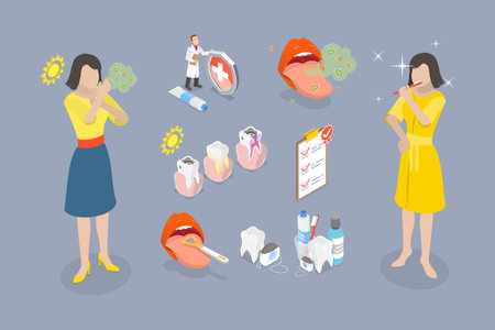 3D Isometric Flat Vector Conceptual Illustration of Oral Hygiene, Dental Careのイラスト素材