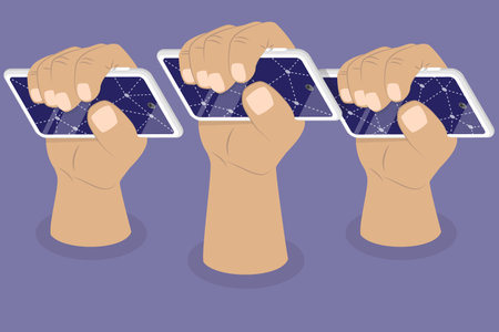 3D Isometric Flat Vector Conceptual Illustration of Digital Revolution, Online Protestのイラスト素材