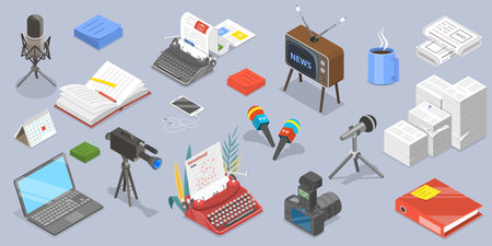 3D Isometric Flat Vector Conceptual Illustration of Journalism, Mass Media Newsのイラスト素材