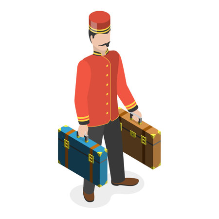 3D Isometric Flat Vector Set of Hotel Workers, Service Staff Characters. Item 6のイラスト素材