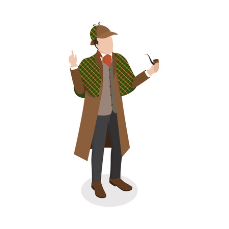 3D Isometric Flat Vector Set of Inspector Holmes Characters, Private Investigator. Item 5のイラスト素材