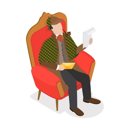 3D Isometric Flat Vector Set of Inspector Holmes Characters, Private Investigator. Item 4のイラスト素材