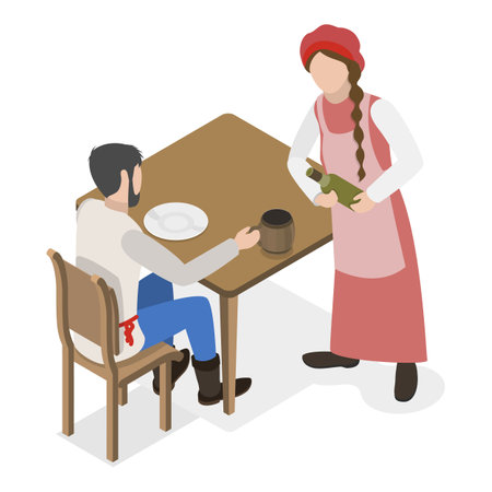 3D Isometric Flat Vector Set of Medieval People, Historical Characters. Item 3のイラスト素材