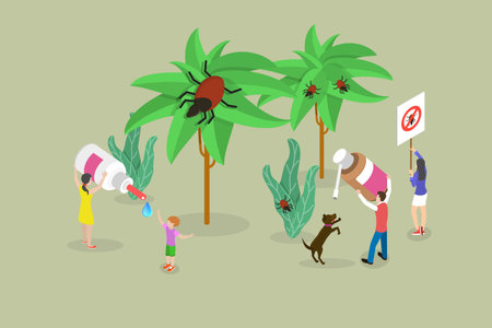 3D Isometric Flat Vector Conceptual Illustration of Tick Bite Protection, Precaution Lyme Diseaseのイラスト素材