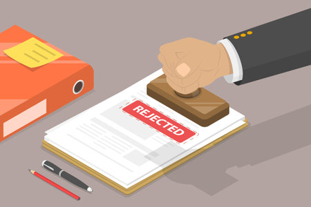 3D Isometric Flat Vector Conceptual Illustration of Rejected Document , Application Failureのイラスト素材
