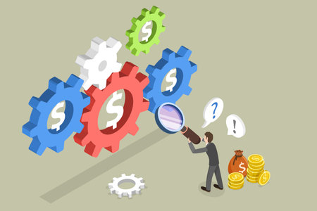 3D Isometric Flat Vector Conceptual Illustration of Profit Strategy, Organization Maintenanceのイラスト素材