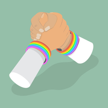 3D Isometric Flat Vector Conceptual Illustration of LGBT Activism, Pride Month Celebrationのイラスト素材