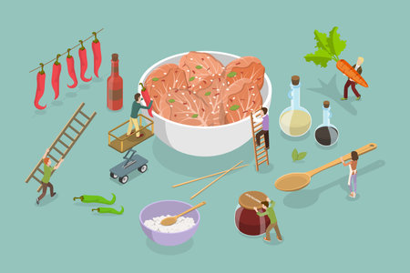3D Isometric Flat Vector Conceptual Illustration of Kimchi, Korean Traditional Foodのイラスト素材