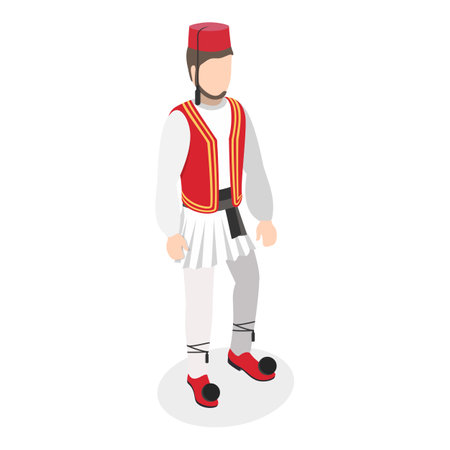 3D Isometric Flat Vector Set of Ethnic Groups, People in National Dress. Item 5のイラスト素材