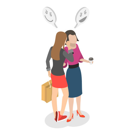 3D Isometric Flat Vector Set of Gossips, Rumors or Spreading Secrets. Item 3のイラスト素材