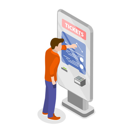 3D Isometric Flat Vector Set of Ticket Kiosks, Self Service Terminals. Item 3のイラスト素材