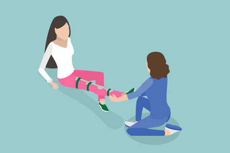 3D Isometric Flat Vector Conceptual Illustration of Rehabilitation, Physiotherapy Rehab, Injury Recoveryのイラスト素材
