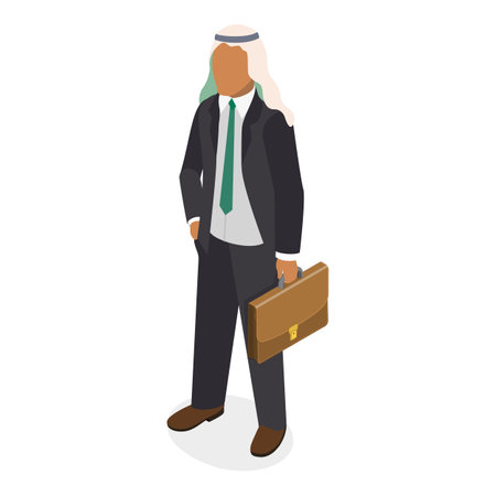 3D Isometric Flat Vector Set of Muslim People, Different Classic and Modern Outfits. Item 5のイラスト素材