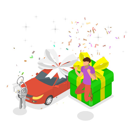 3D Isometric Flat Vector Set of Lottery Winners, Luck and Fortune. Item 3のイラスト素材