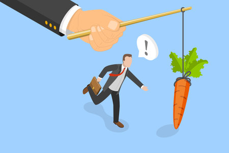 3D Isometric Flat Vector Conceptual Illustration of Chasing for Reward, Motivation to Successのイラスト素材