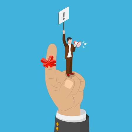 3D Isometric Flat Vector Conceptual Illustration of Reminder String, Do not Forget an Important Taskのイラスト素材