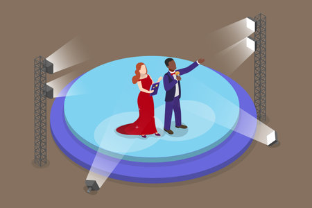 3D Isometric Flat Vector Icon of Event Hosts , Profession TV Presenterのイラスト素材