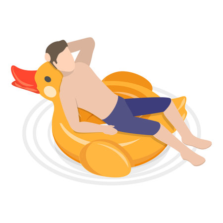 3D Isometric Flat Vector Illustration of Summer Pool Activities, Beach Resort Fun Time. Item 4のイラスト素材