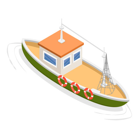 3D Isometric Flat Vector Set of Boats, Water Transport Vessels. Item 2のイラスト素材