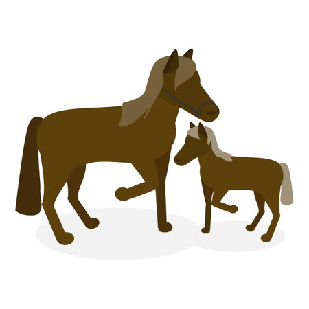 3D Isometric Flat Vector Set of Farm Animal Families, Domestic Children and Parents. Item 4のイラスト素材
