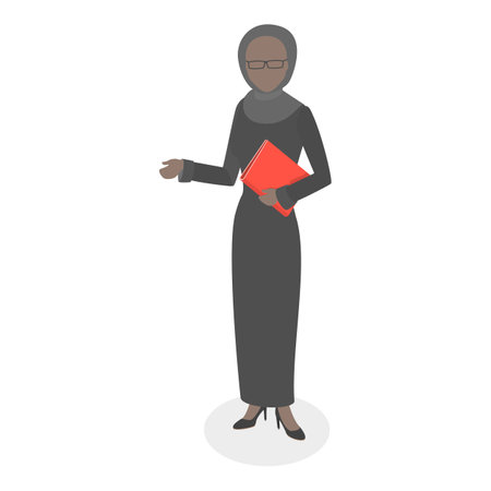 3D Isometric Flat Vector Set of Arab Business Woman, Muslim Girl in Hijab. Item 3のイラスト素材