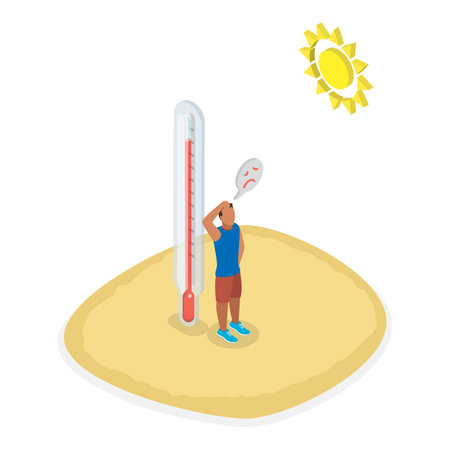 3D Isometric Flat Vector Illustration of Hot And Cold Weather, Winter and Summer Season Problem. Item 2のイラスト素材