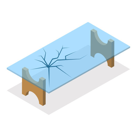 3D Isometric Flat Vector Set of Broken Furniture, Defected Home Interior Objects. Item 2のイラスト素材