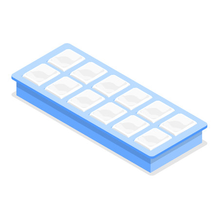 3D Isometric Flat Vector Set of Ice Cubes for Cocktails, Plastic Trays. Item 1のイラスト素材
