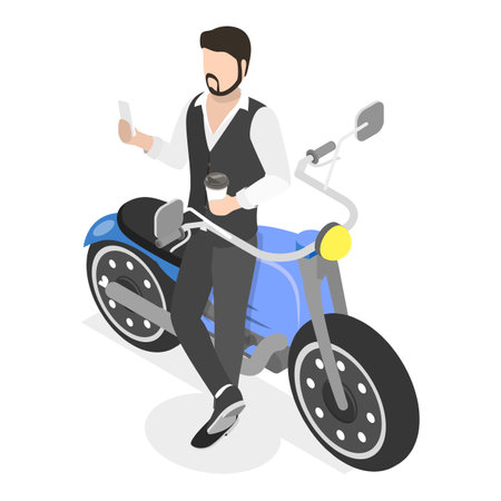 3D Isometric Flat Vector Set of Motorcycles, Modern City Transport. Item 3のイラスト素材