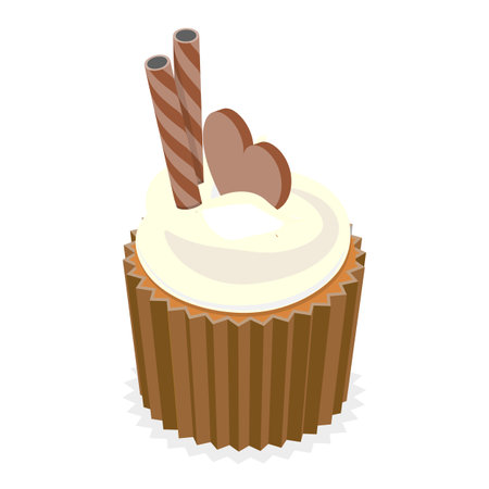 3D Isometric Flat Vector Set of Sweet Cupcakes, Desserts for Pastry. Item 2のイラスト素材
