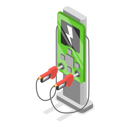 3D Isometric Flat Vector Set of Electromobile Charging Station, Charging Station for Electric Car. Item 2のイラスト素材