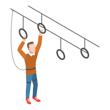 3D Isometric Flat Vector Illustration of Rope Park, Recreational Activities for Adults and Children. Item 4のイラスト素材