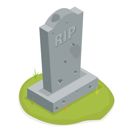 3D Isometric Flat Vector Set of Graveyard Tombstones, Old Tomb Collection. Item 1のイラスト素材