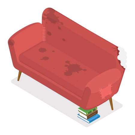 3D Isometric Flat Vector Set of Broken Furniture, Defected Home Interior Objects. Item 6のイラスト素材