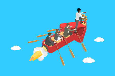 3D Isometric Flat Vector Illustration of Leadership , Teamwork Successのイラスト素材