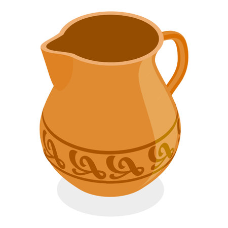 3D Isometric Flat Vector Set of Vintage Ceramic Items, Clay Pottery. Item 3のイラスト素材