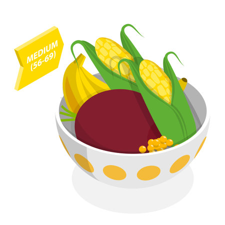 3D Isometric Flat Vector Illustration of Glycemic Index, Labeled Educational Scheme. Item 2のイラスト素材