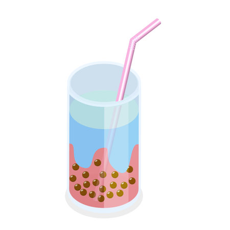 3D Isometric Flat Vector Set of Bubble Tea, Yummy Soft Drink. Item 4のイラスト素材