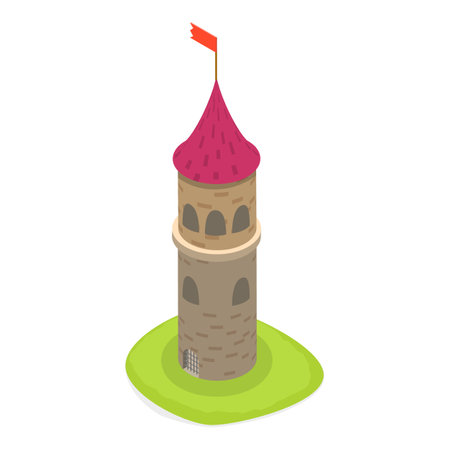 3D Isometric Flat Vector Set of Medieval Castles, Fortresses and Towers. Item 2のイラスト素材
