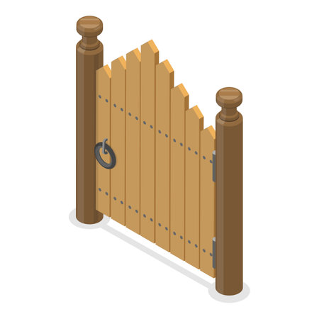 3D Isometric Flat Vector Set of Terrace Fences and Gates, Architecture Eexterior Elements. Item 4のイラスト素材