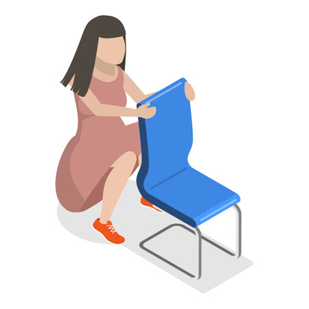 3D Isometric Flat Vector Set of Birth Positions, Pregnant Woman in Labour. Item 3のイラスト素材