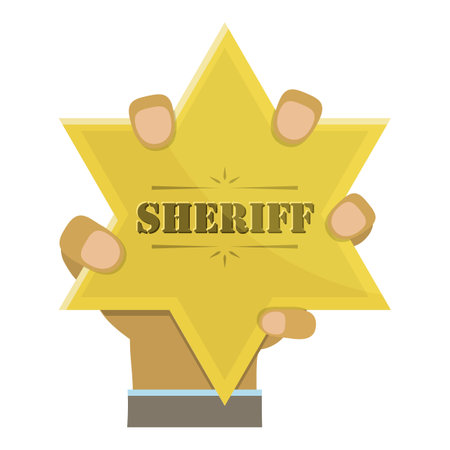 Mans Hand Holding Different Badge Types. Vector Illustration.. Item 4のイラスト素材